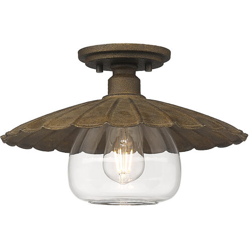 Clemence 1 Light 14 inch Dark Rust Flush Mount Ceiling Light